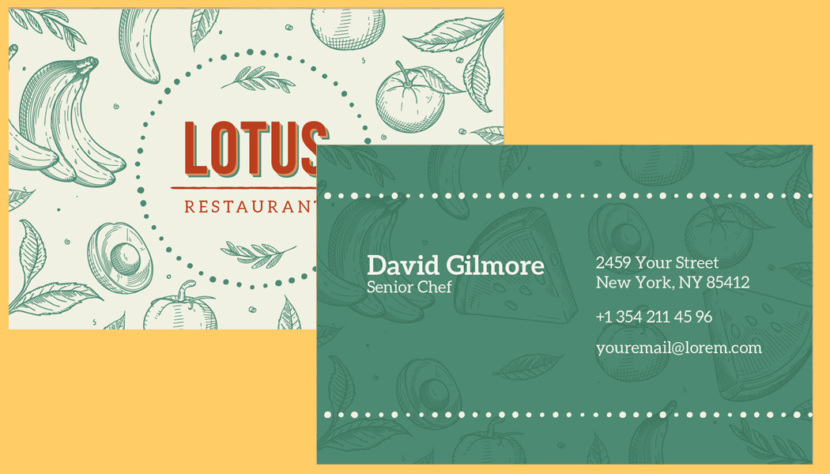 Screenshot of blank Restaurant Business Card Template