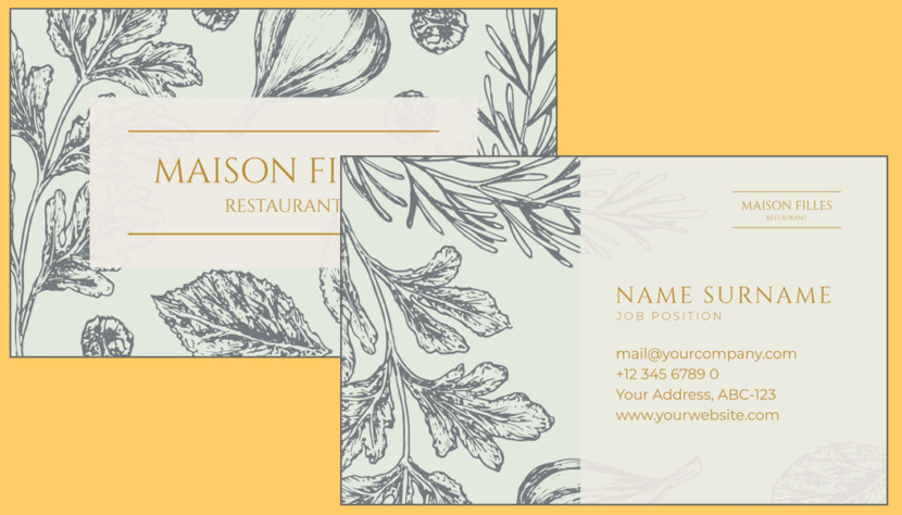 Screenshot of blank Floral Business Card Template