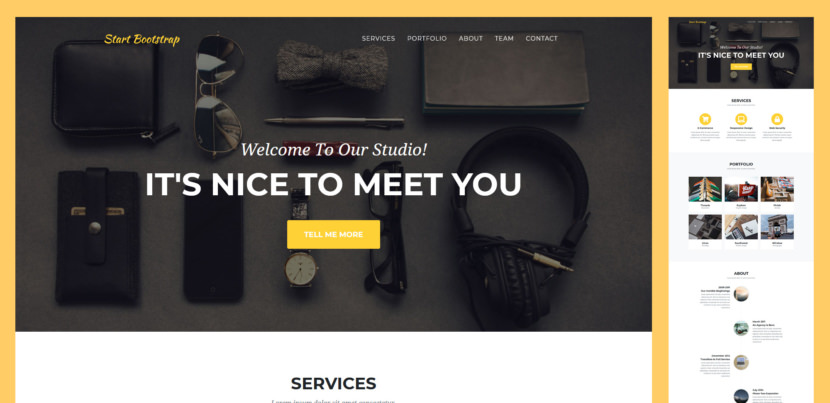 Agency is a stylish, one page Bootstrap theme for agencies and small businesses. The design of Agency is based off of the Golden PSD Theme by Mathavan Jaya. You can download the PSD version of this theme at FreebiesXpress. 