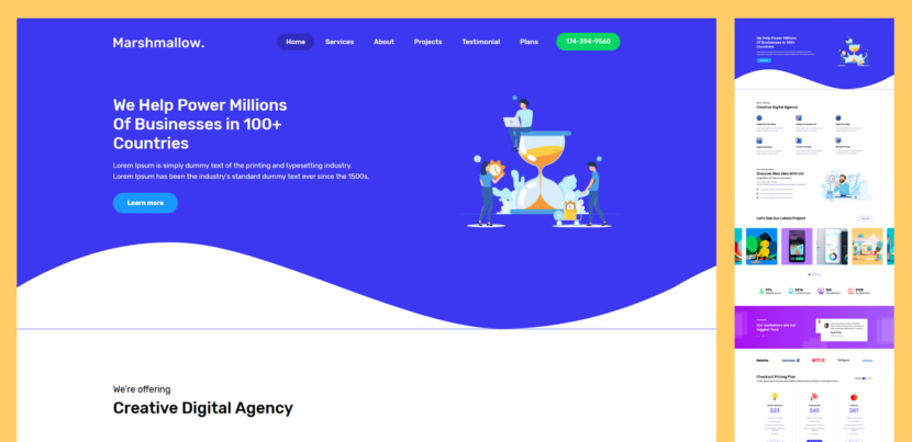 Marshmallow is a one-page landing page designed for one job alone… impress you! Featuring an attractive clean design, Marshmallow is an ideal one page website for promoting your new start-up. Wotcha waiting for? Download for free and go crazy!