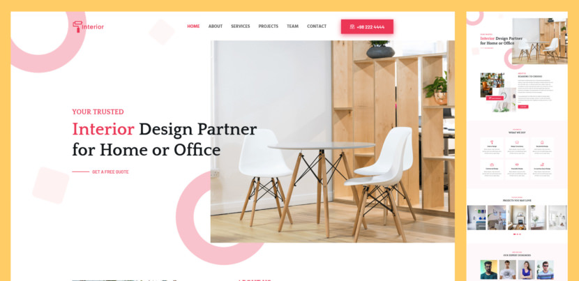 Interior is a free and premium bootstrap template for interior design, architecture and engineering consultancy websites. It comes with practical stunning design and all essential UI elements you need to create a user-friendly complete website for interior design or similar service providers.