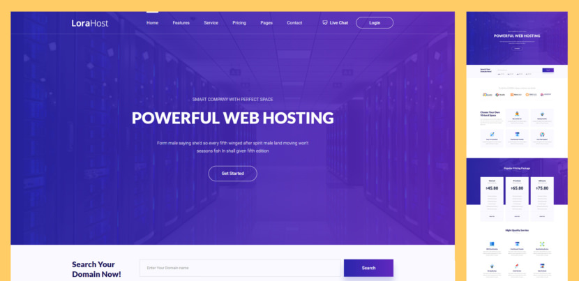 With Lorahost, a free hosting company website template, you can create a powerful online presence for your business. Pretty much any web hosting and domain registrar firm can utilize the amazingness Lorahost brings to the table.