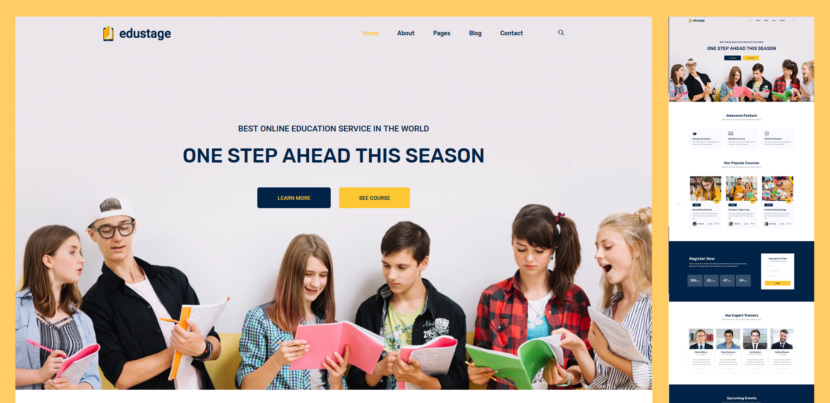 Edustage – hence the name – is a free educational website design template that will take your online services to new heights. Whether you are building a website for a school, university or online courses, Edustage is here to get you sorted out with a neath, modern and responsive web design.