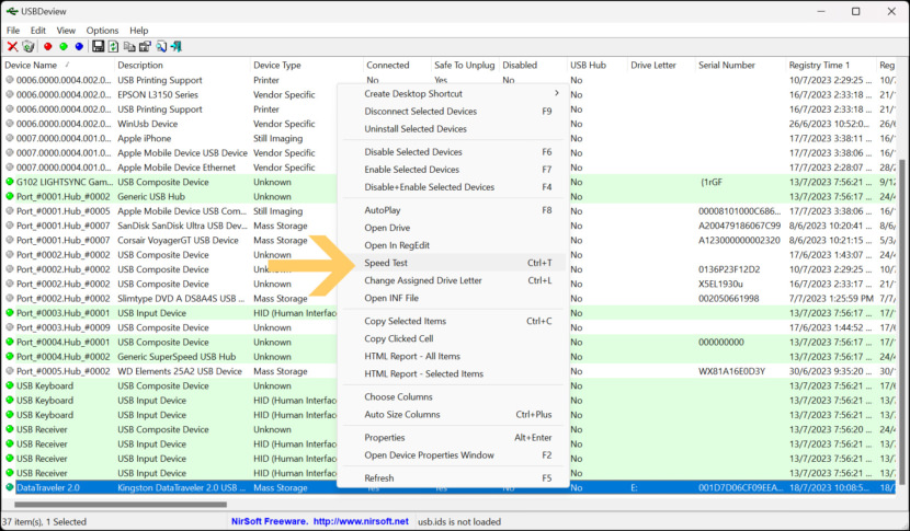 Nirsoft USBDeview