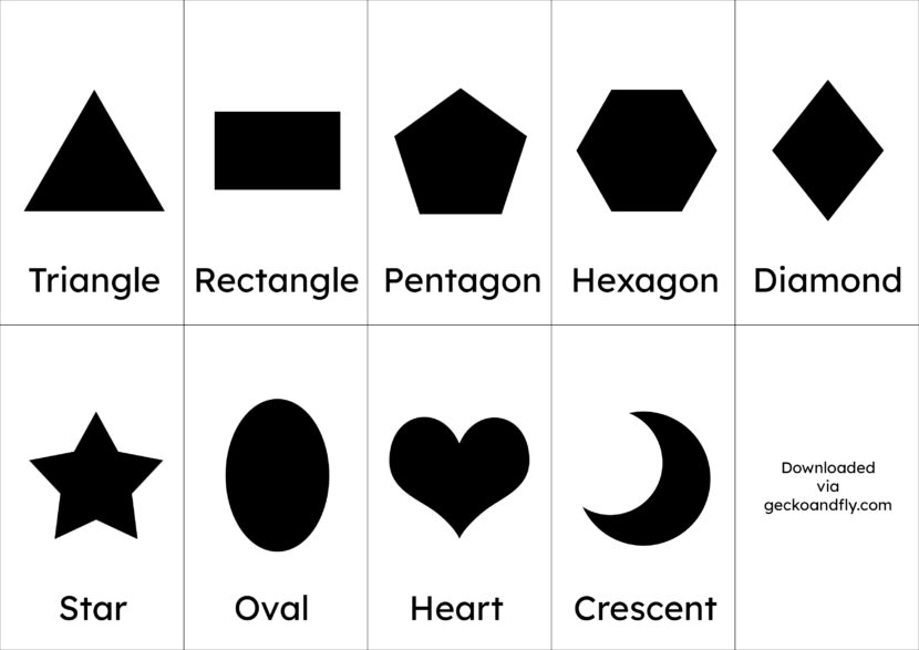 A4 Printable ABC 123 Minimalist Flash Cards shapes