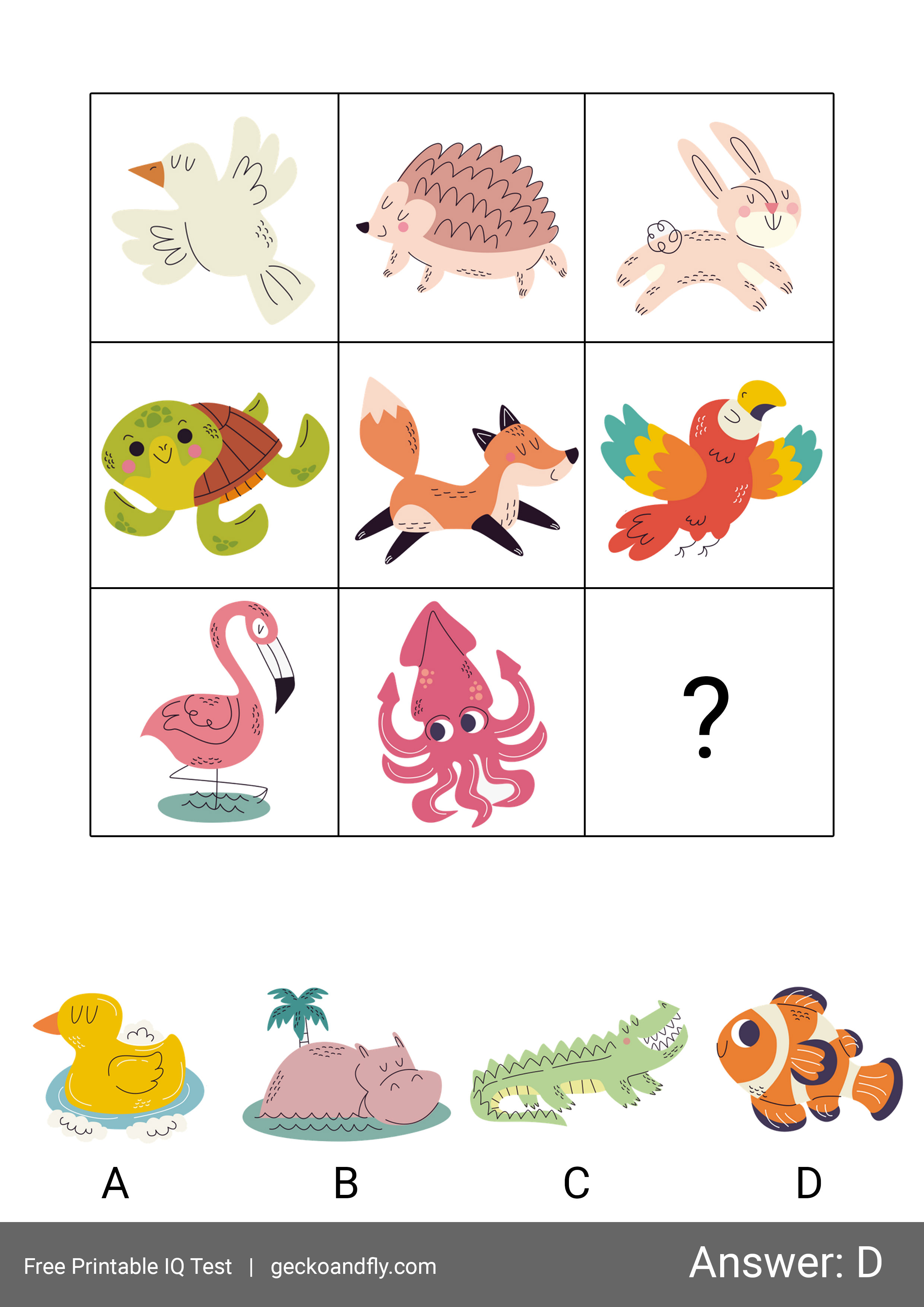 60 Free Printable IQ Test For Kids From 5 to 16 years old [ Part 1 ]