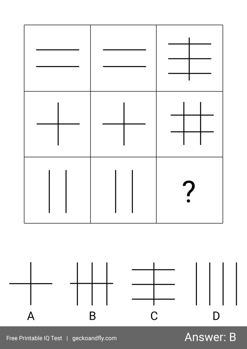 Free printable IQ test for kids
