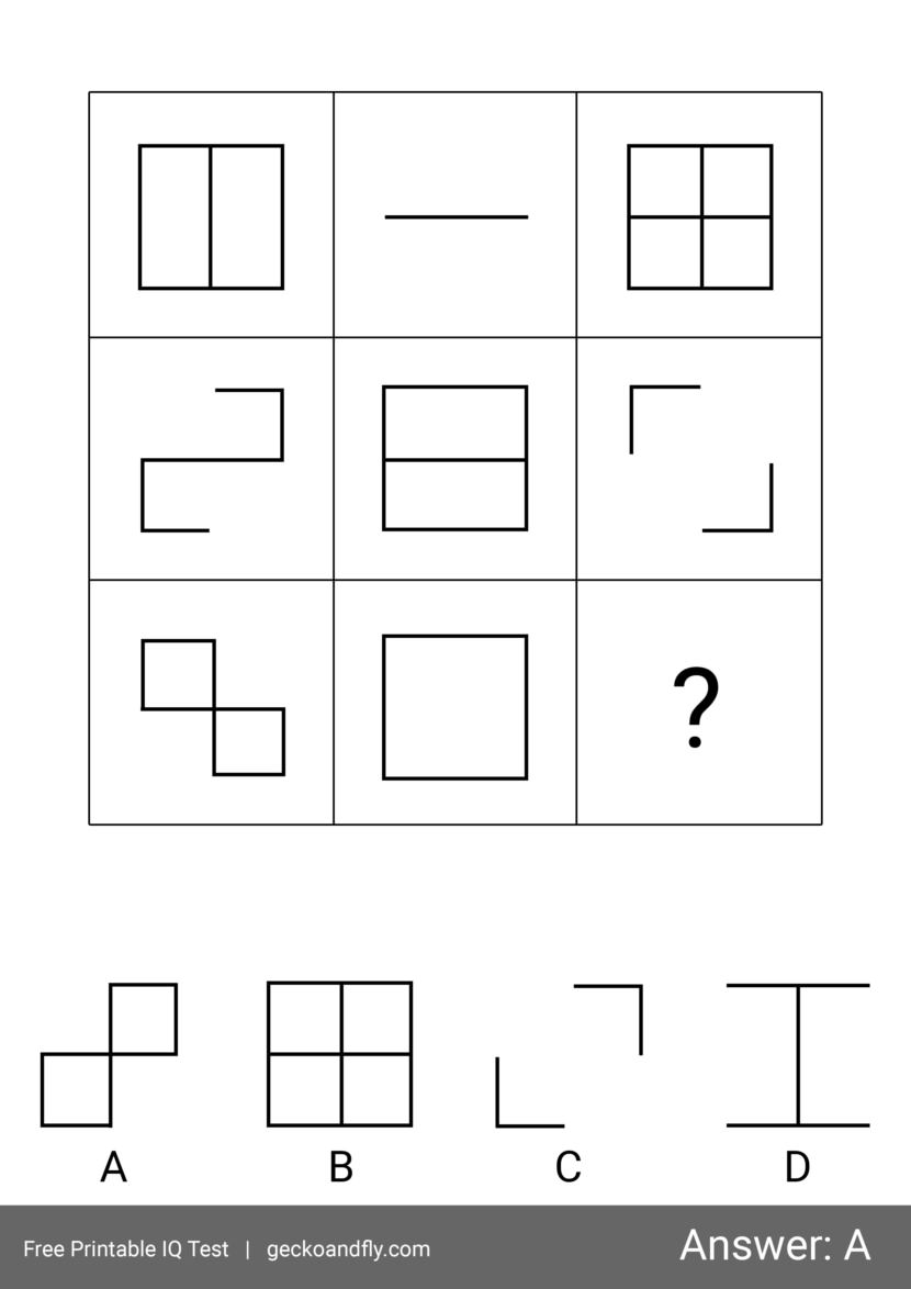 Free printable IQ test for kids
