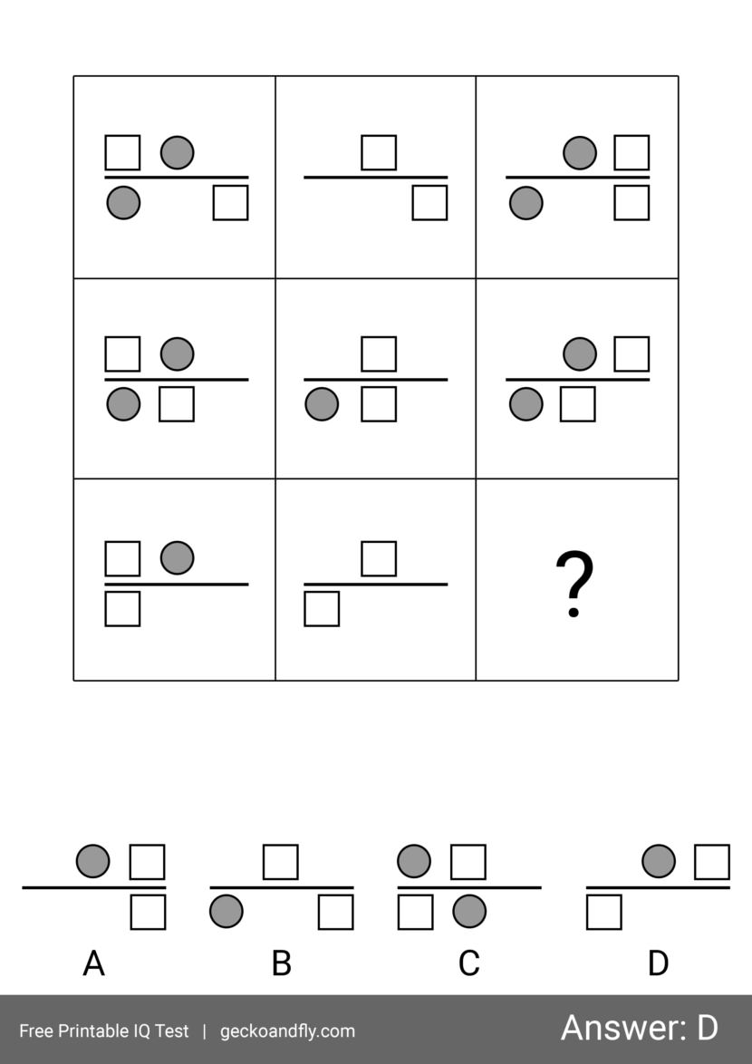 Free printable IQ test for kids