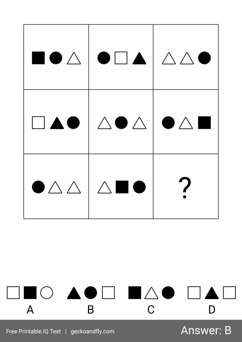 Free printable IQ test for kids