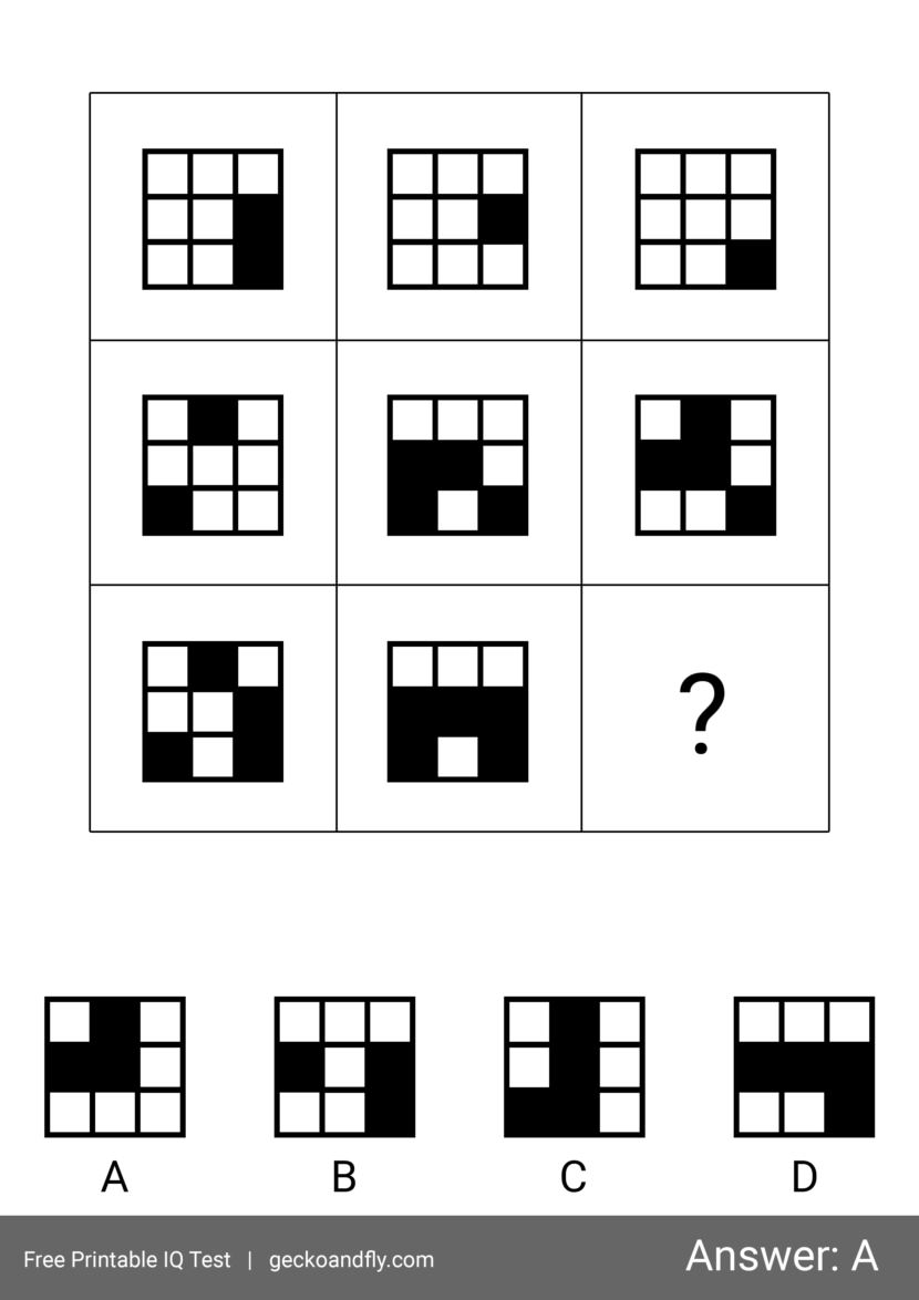 Free printable IQ test for kids