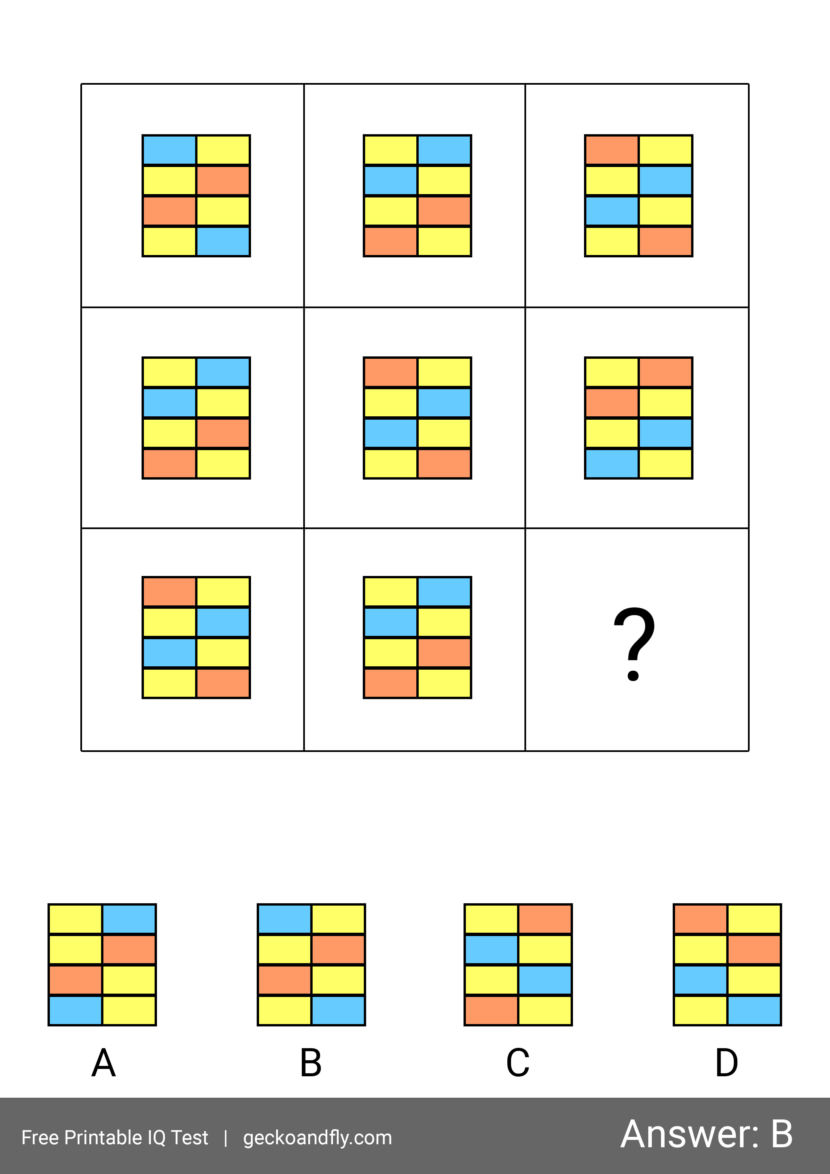 Free printable IQ test for kids