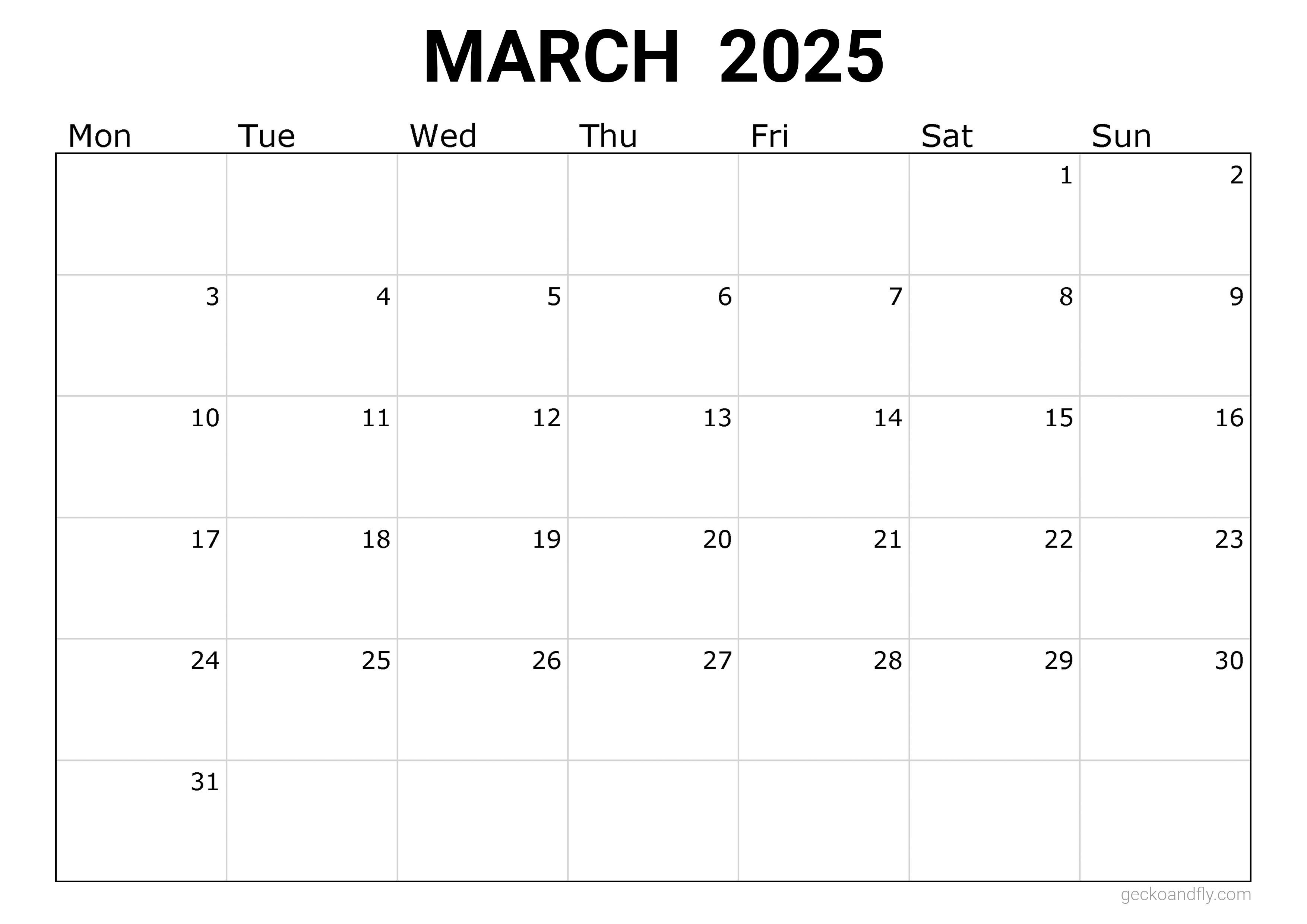 12 Free Printable 2025 Monthly Calendars Simple & Minimalist Style