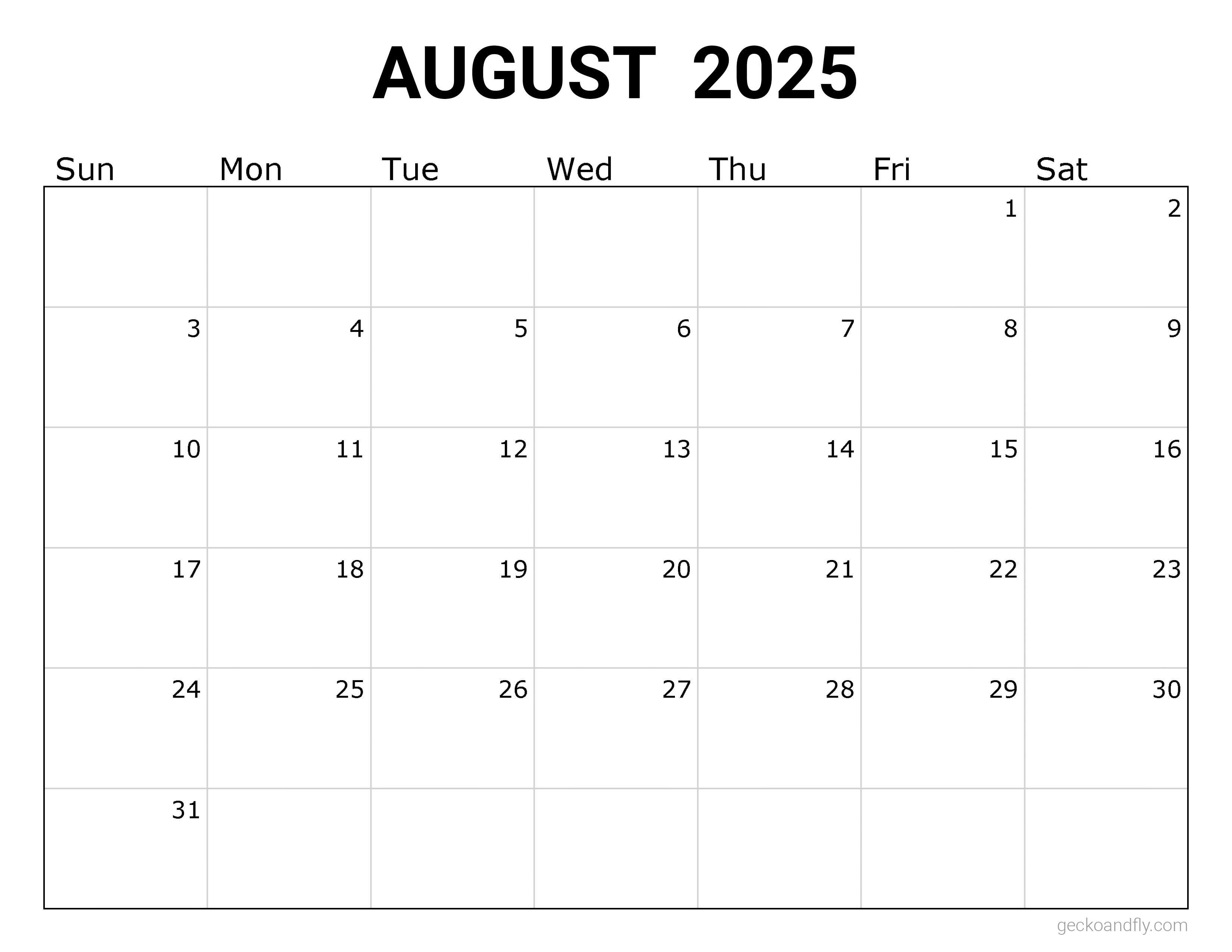 12 Free Printable 2025 Monthly Calendars Simple & Minimalist Style