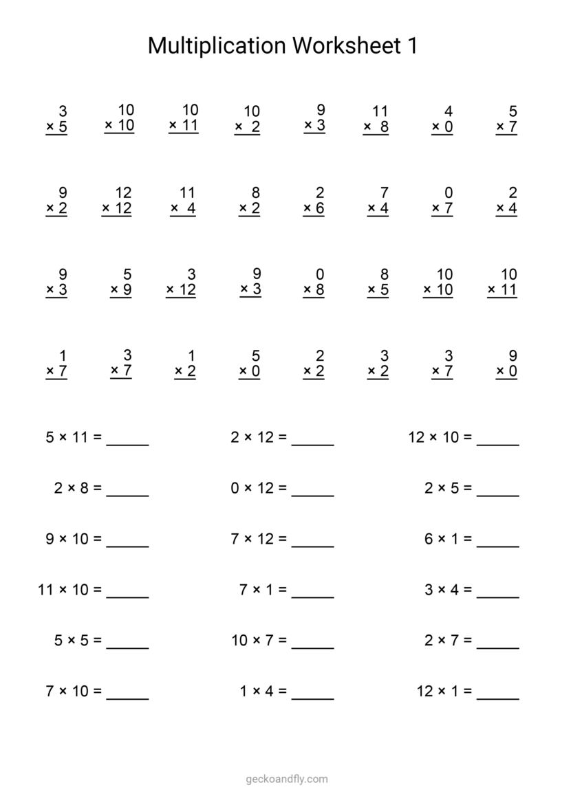 Printable Multiplication Worksheet