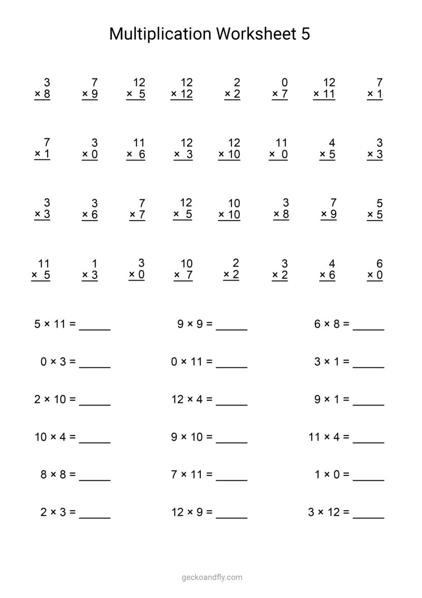 Printable Multiplication Worksheet
