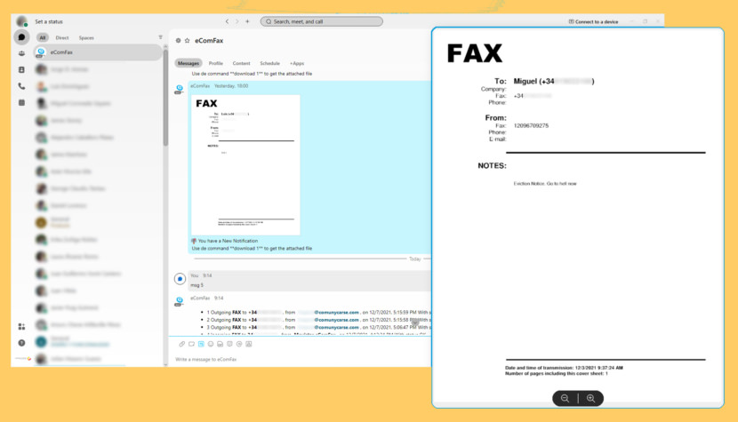 eComFax eBot for Microsoft Teams