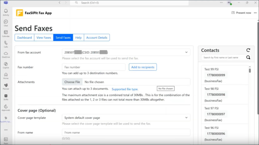 Microsoft Teams with FaxSIPit