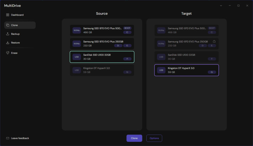 MultiDrive Free Disk Cloning