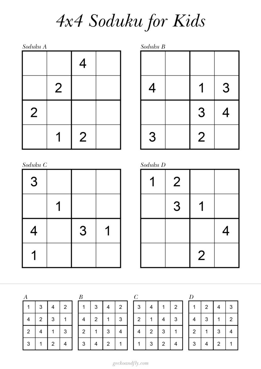 Free printable simple Soduku for kids