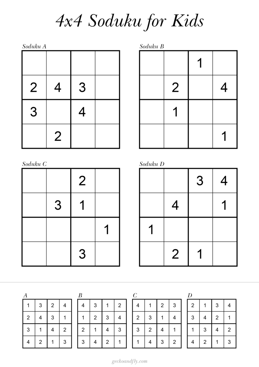Free printable simple Soduku for kids