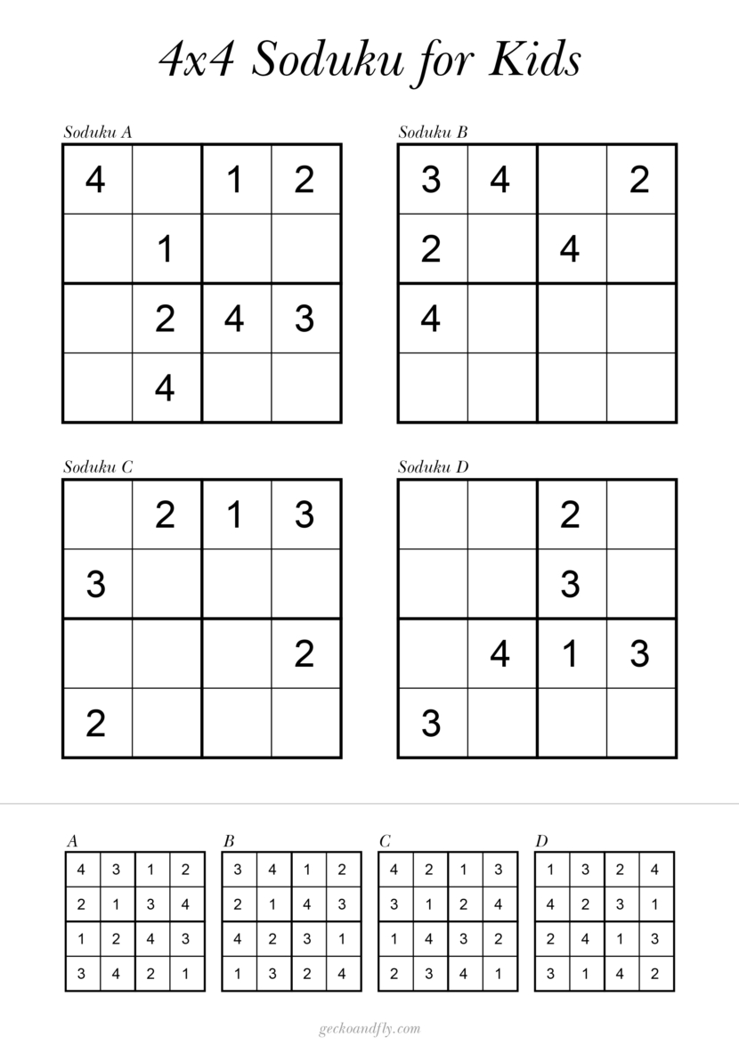 Free printable simple Soduku for kids