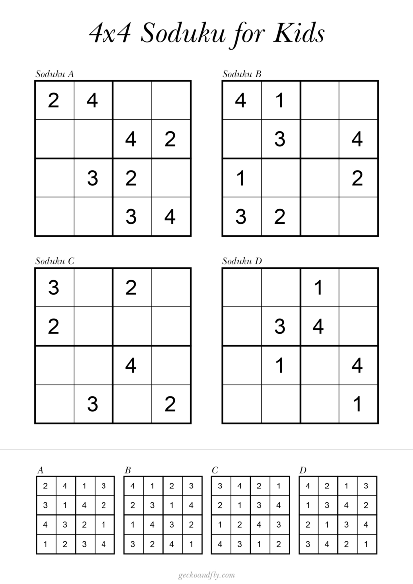 Free printable simple Soduku for kids