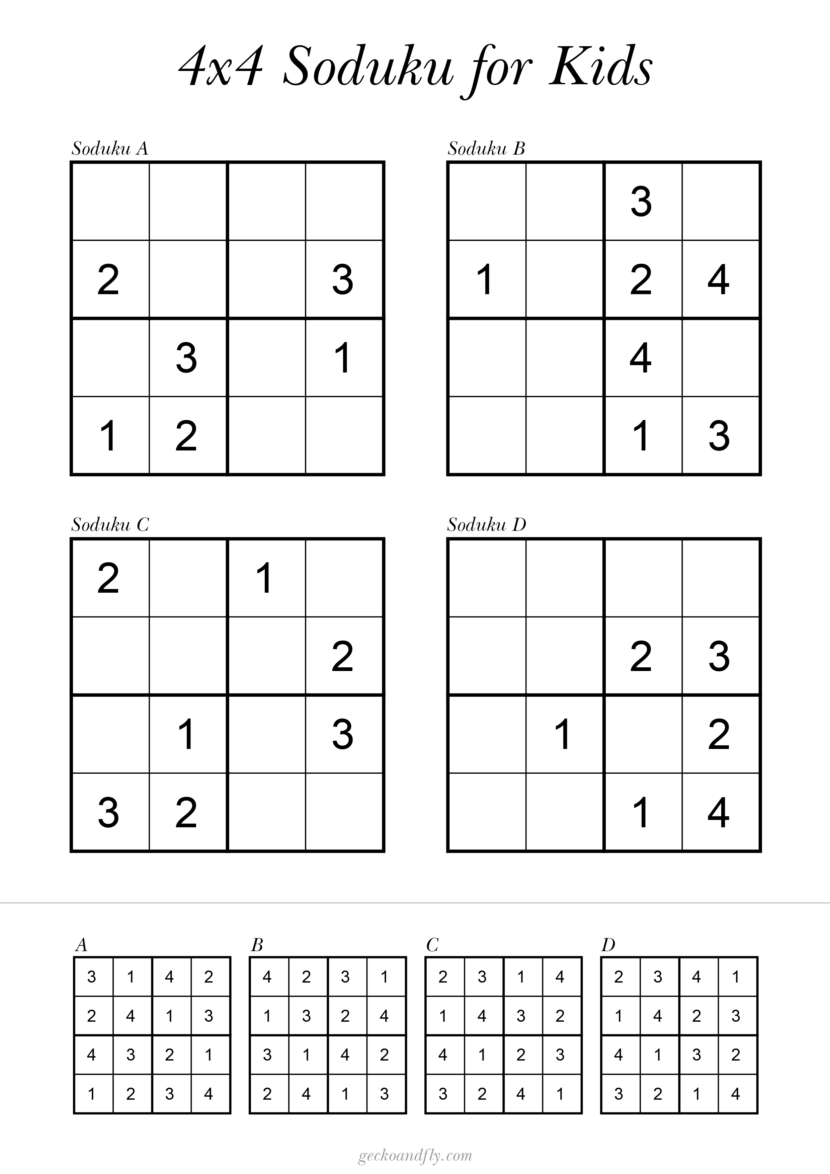 Free printable simple Soduku for kids