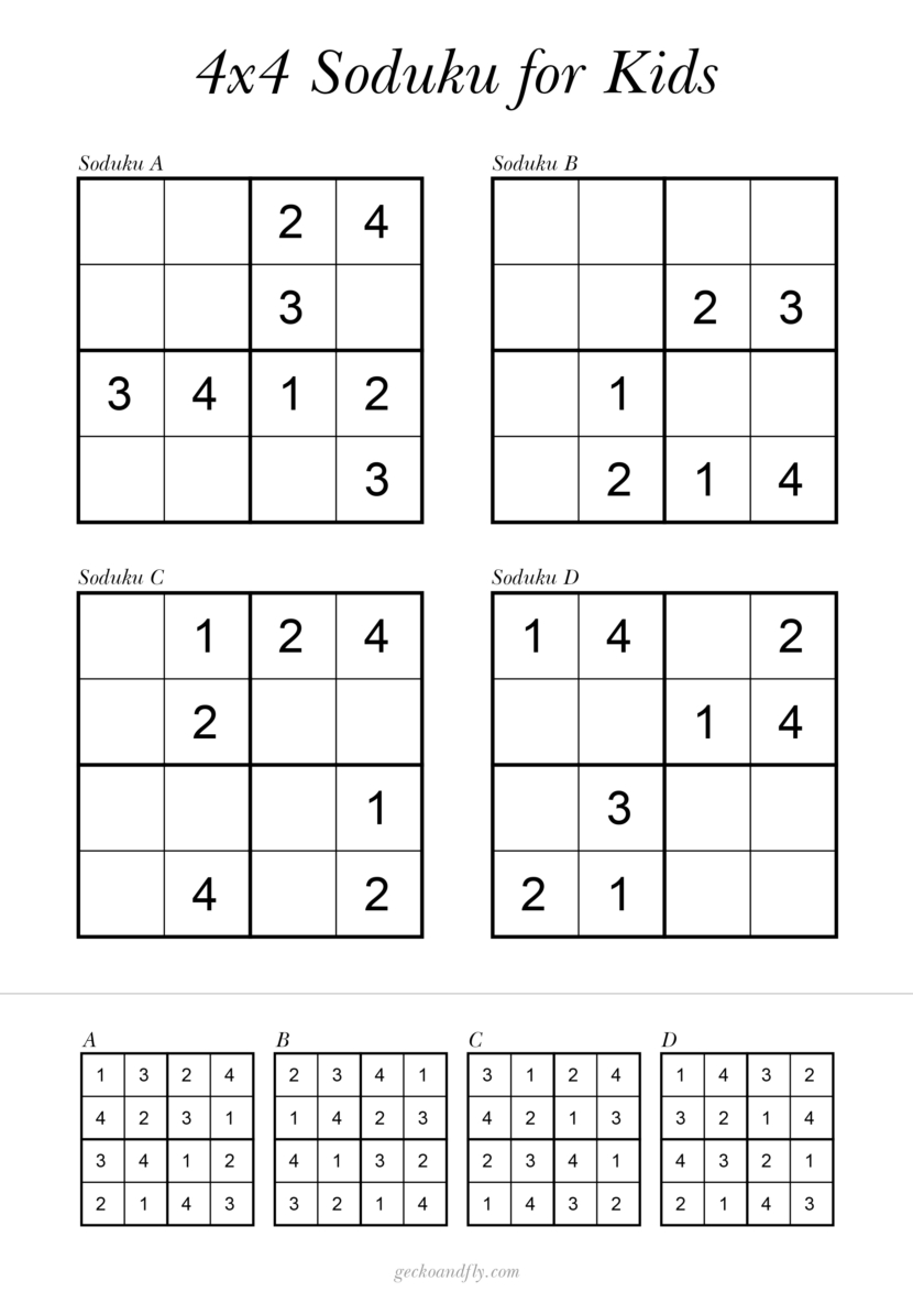 Free printable simple Soduku for kids