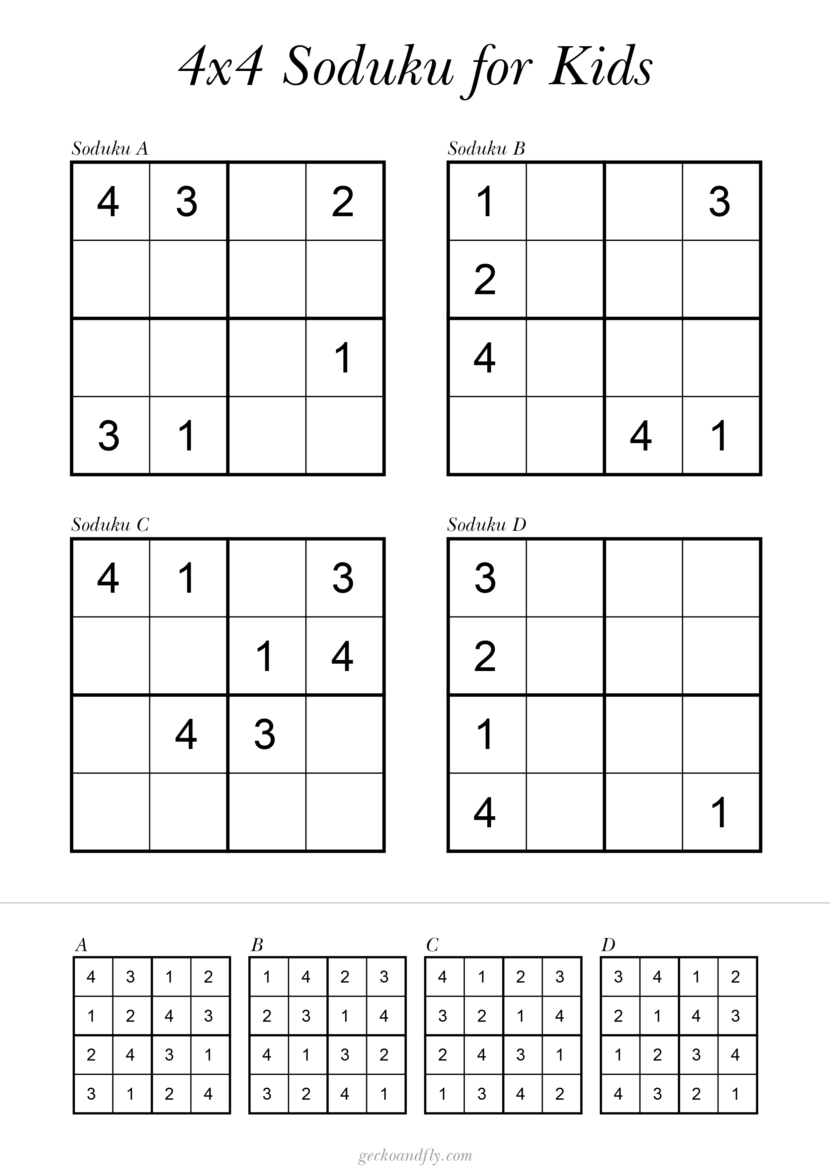 Free printable simple Soduku for kids