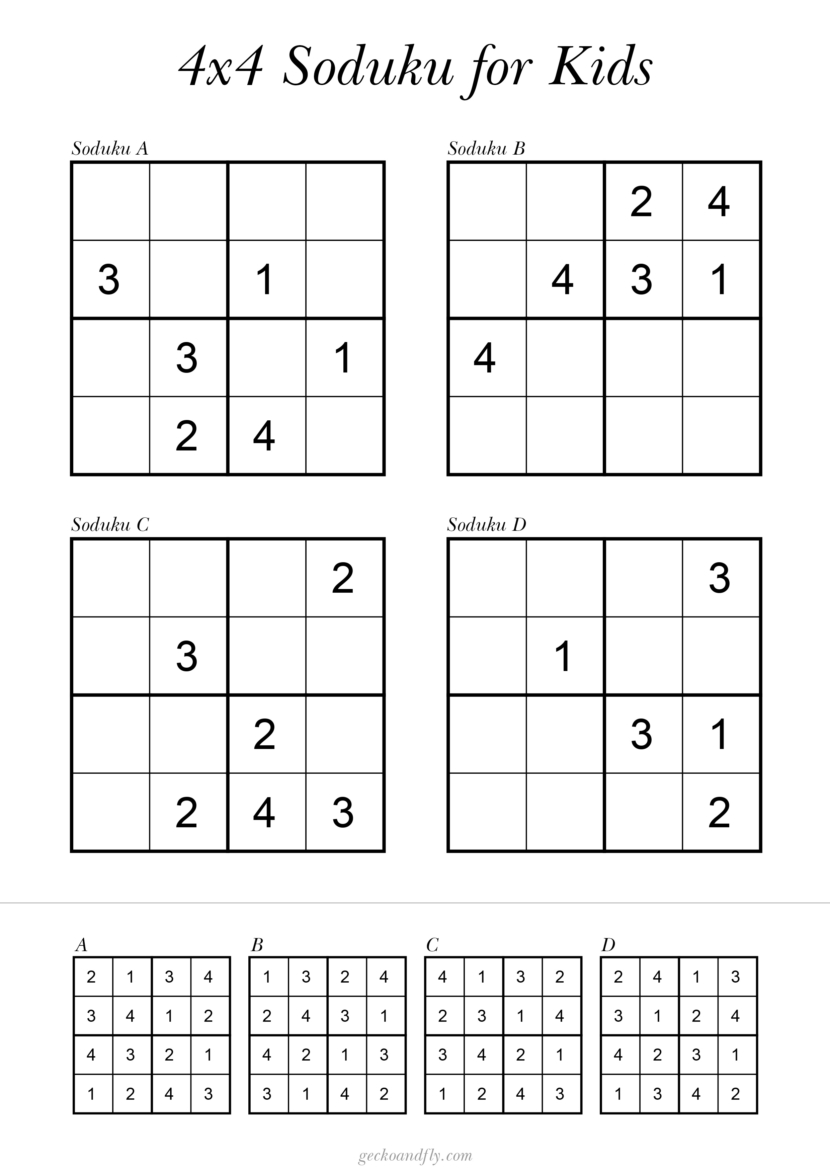 Free printable simple Soduku for kids