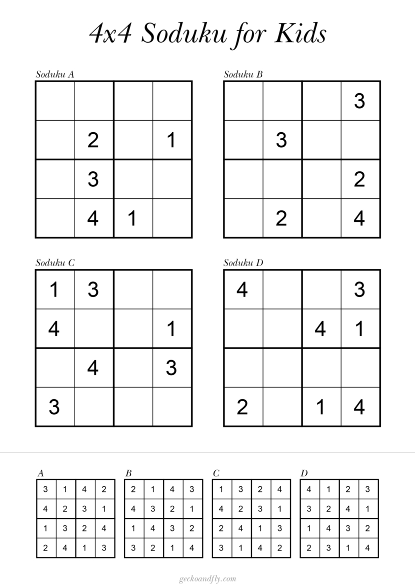 Free printable simple Soduku for kids