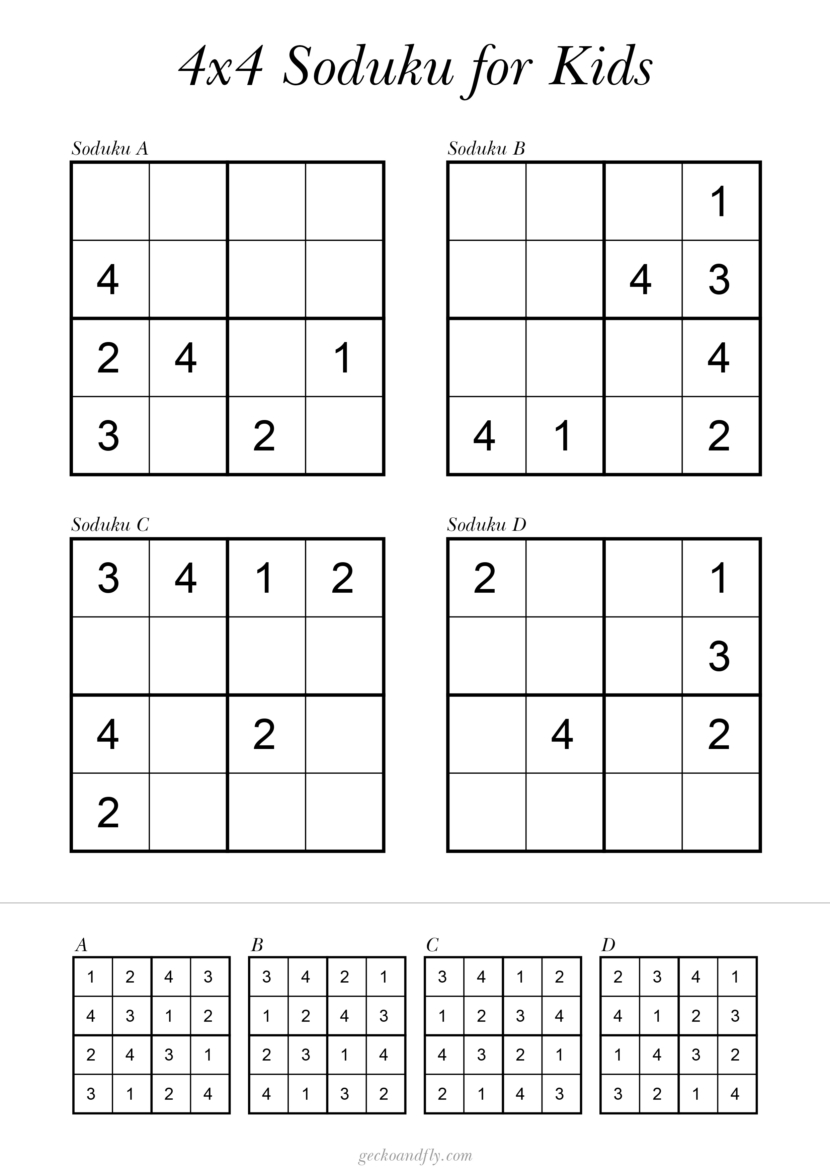 Free printable simple Soduku for kids