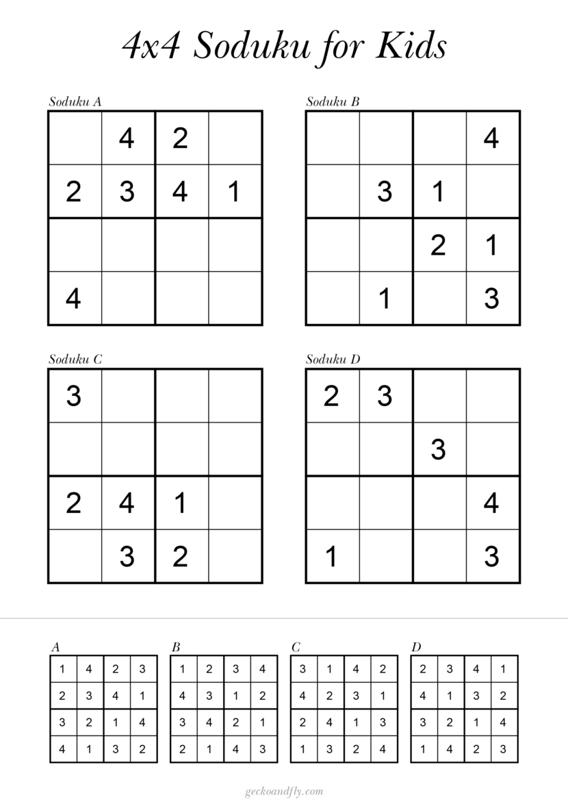 Free printable simple Soduku for kids