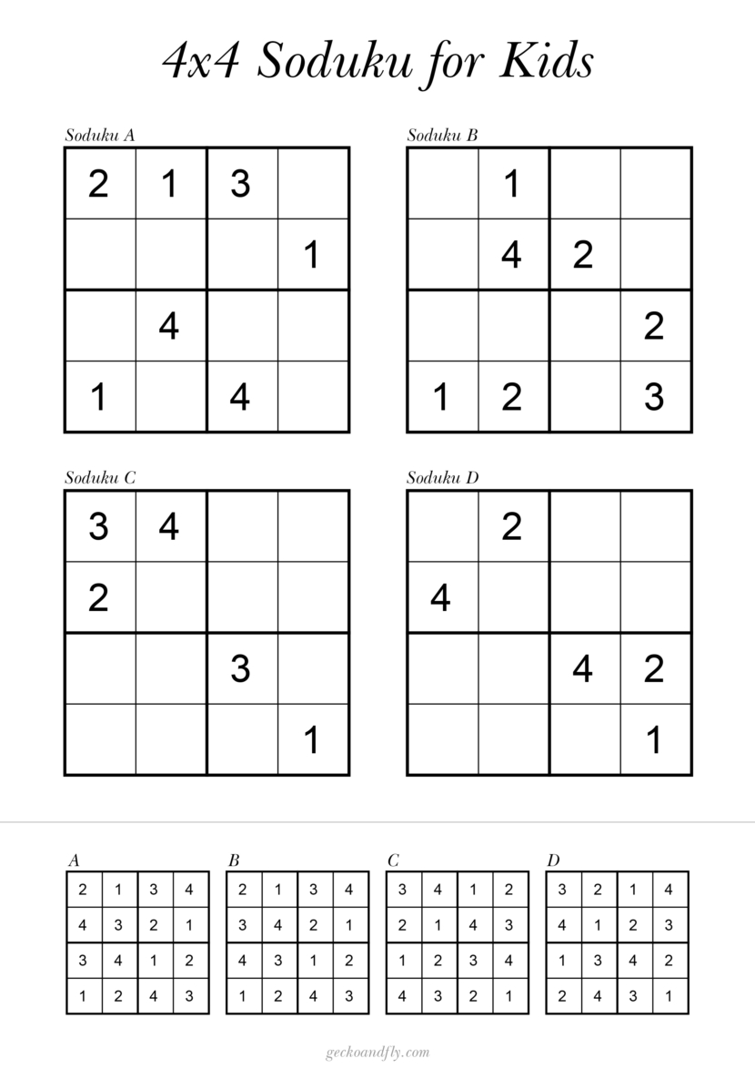 Free printable simple Soduku for kids